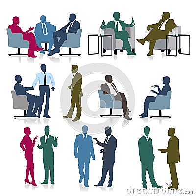 Discussion, and panelÂ of business men Stock Photo